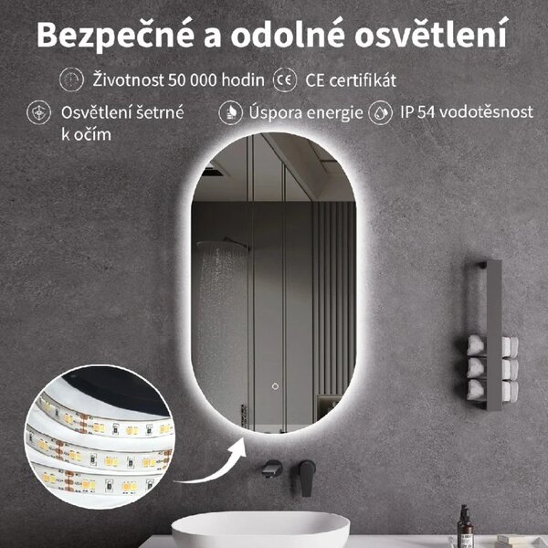 CERANO - Kúpeľňové LED zrkadlo Argento - 40x80 cm