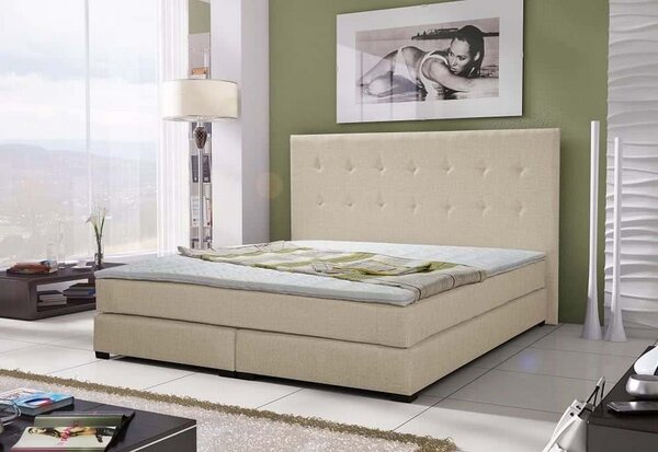 Čalúnená posteľ CRISTAL + matrac + rošt, 180x200 cm, sawana 01