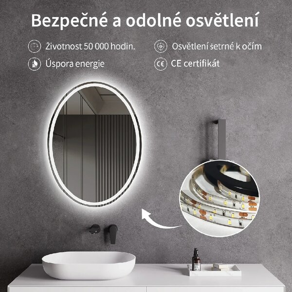 CERANO - Kúpeľňové LED zrkadlo Cielo - 60x80 cm
