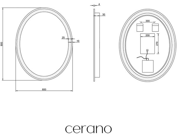 CERANO - Kúpeľňové LED zrkadlo Cielo - 60x80 cm