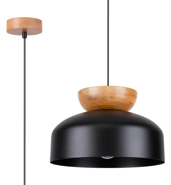 Sollux SL.1351 - Luster na lanku MARION 1xE27/15W/230V pr. 29,5 cm čierna