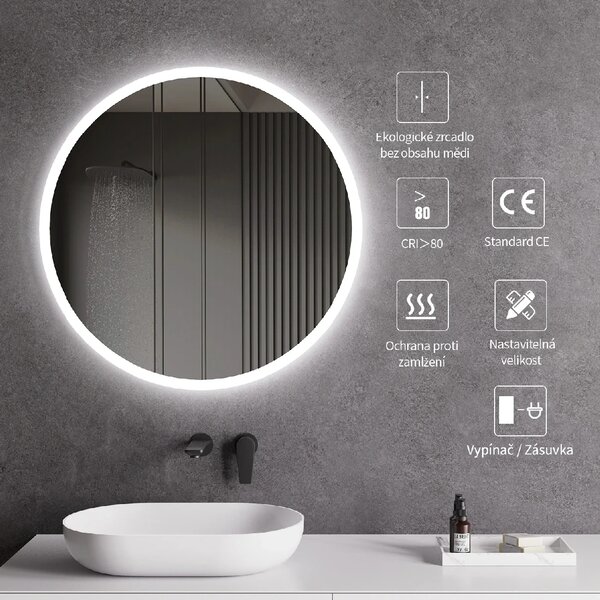 CERANO - Kúpeľňové LED zrkadlo Lavoro - Ø60 cm