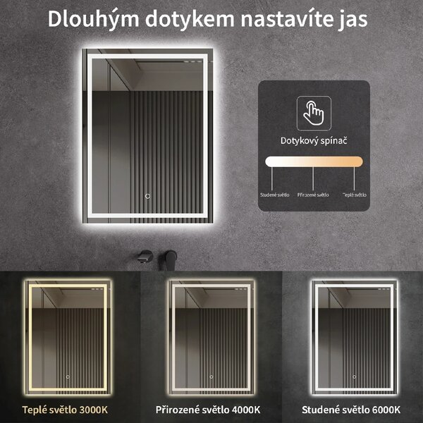 CERANO - Kúpeľňové LED zrkadlo Interno - 50x70 cm