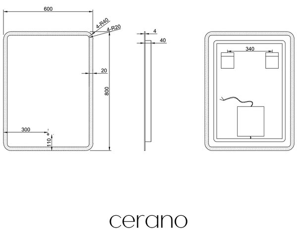 CERANO - Kúpeľňové LED zrkadlo Grande - 60x80 cm