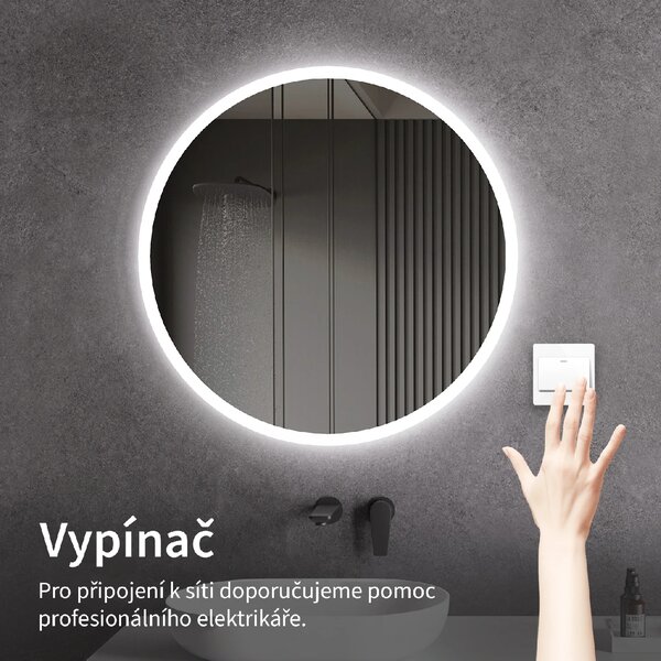 CERANO - Kúpeľňové LED zrkadlo Lavoro - Ø60 cm