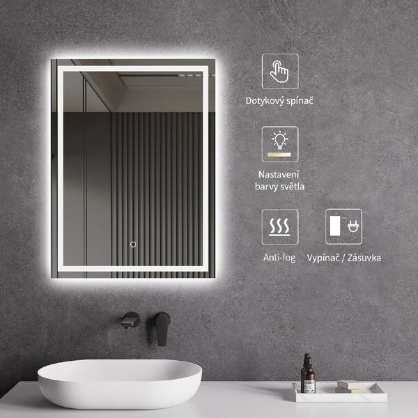 CERANO - Kúpeľňové LED zrkadlo Interno - 50x70 cm