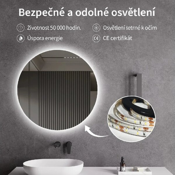 CERANO - Kúpeľňové LED zrkadlo Libro - Ø 80 cm