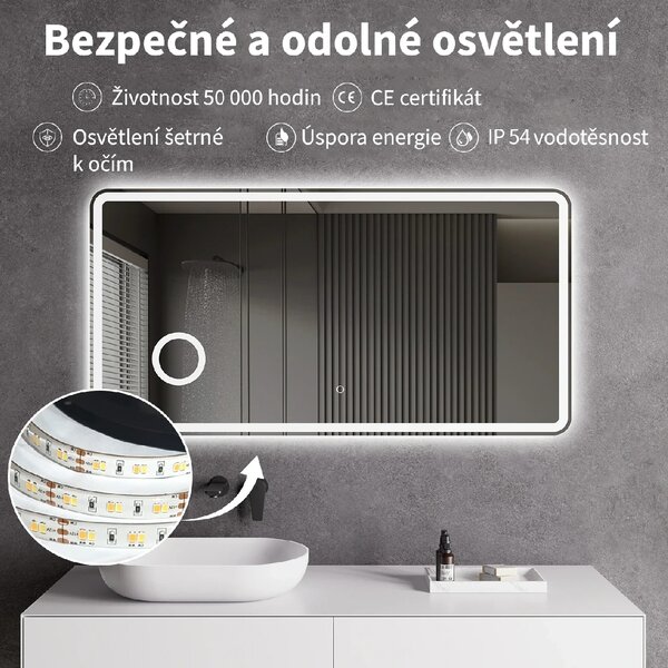 CERANO - Kúpeľňové LED zrkadlo Lucido - 80x60 cm