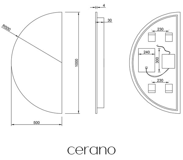 CERANO - Kúpeľňové LED zrkadlo Mare - 50x100 cm