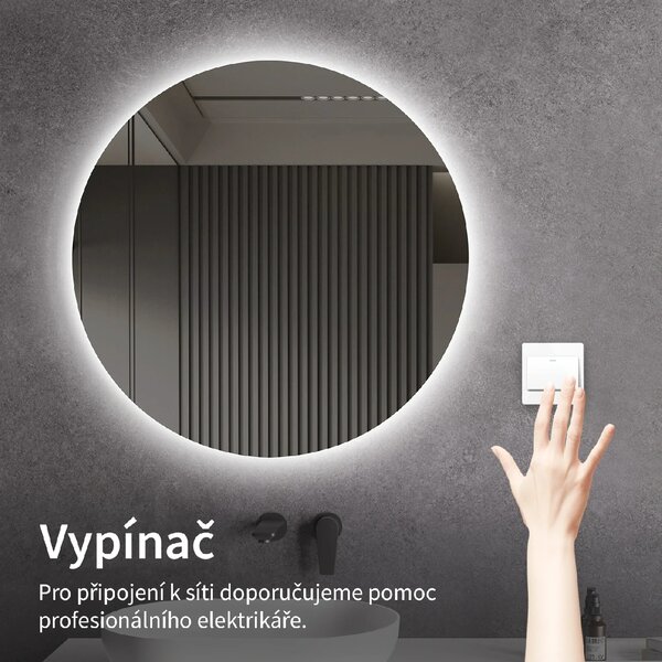 CERANO - Kúpeľňové LED zrkadlo Libro - Ø 80 cm