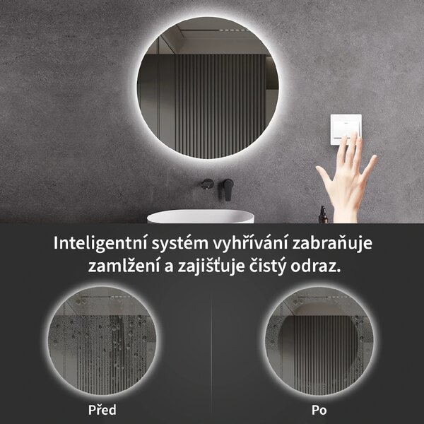 CERANO - Kúpeľňové LED zrkadlo Libro - Ø 80 cm