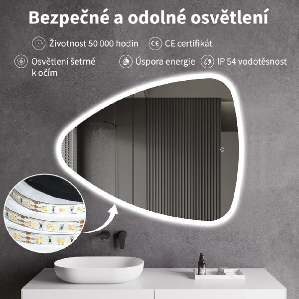 CERANO - Kúpeľňové LED zrkadlo Riflettore - 70x55 cm