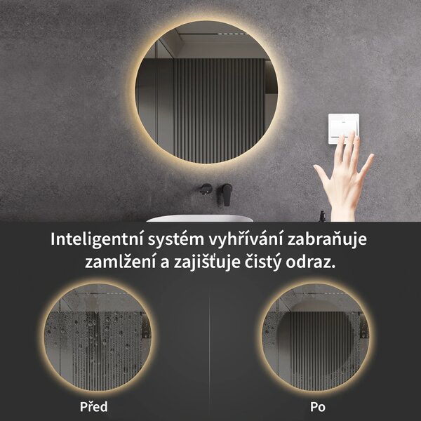 CERANO - Kúpeľňové LED zrkadlo Nome - Ø 80 cm