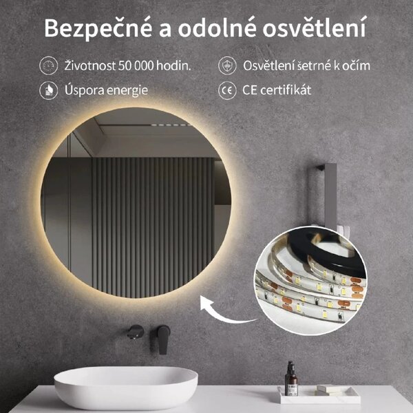 CERANO - Kúpeľňové LED zrkadlo Nome - Ø 80 cm