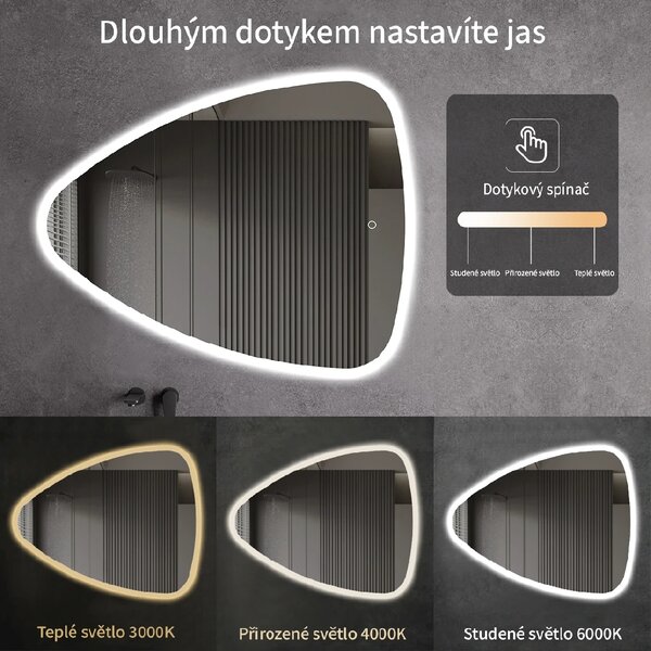 CERANO - Kúpeľňové LED zrkadlo Riflettore - 70x55 cm