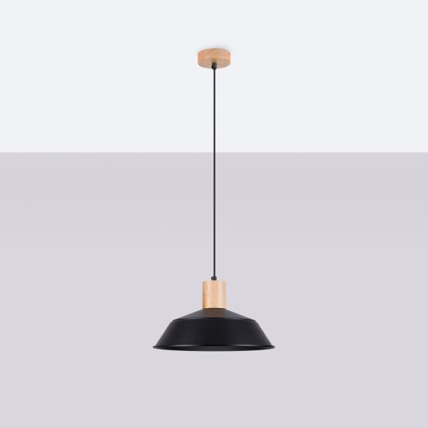 Sollux SL.1322 - Luster na lanku FANO 1xE27/15W/230V pr. 34 cm čierna