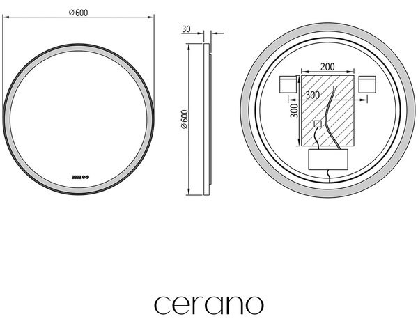 CERANO - Kúpeľňové LED zrkadlo Rivo, kovový rám - čierna matná - Ø 60 cm
