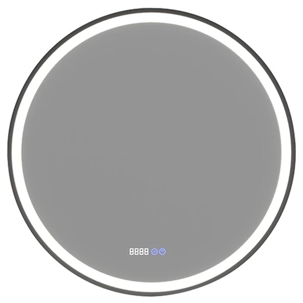 CERANO - Kúpeľňové LED zrkadlo Rivo, kovový rám - čierna matná - Ø 60 cm