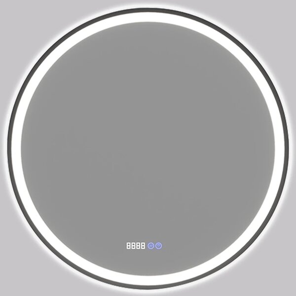 CERANO - Kúpeľňové LED zrkadlo Rivo, kovový rám - čierna matná - Ø 60 cm