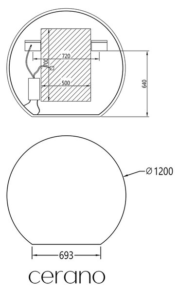 CERANO - Kúpeľňové LED zrkadlo Rondo - Ø 120 cm