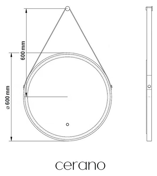 CERANO - Kúpeľňové LED zrkadlo Rotondo, kovový rám - čierna matná - Ø 60 cm