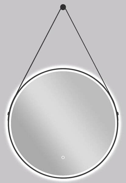 CERANO - Kúpeľňové LED zrkadlo Rotondo, kovový rám - čierna matná - Ø 60 cm