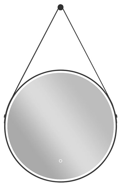 CERANO - Kúpeľňové LED zrkadlo Rotondo, kovový rám - čierna matná - Ø 60 cm