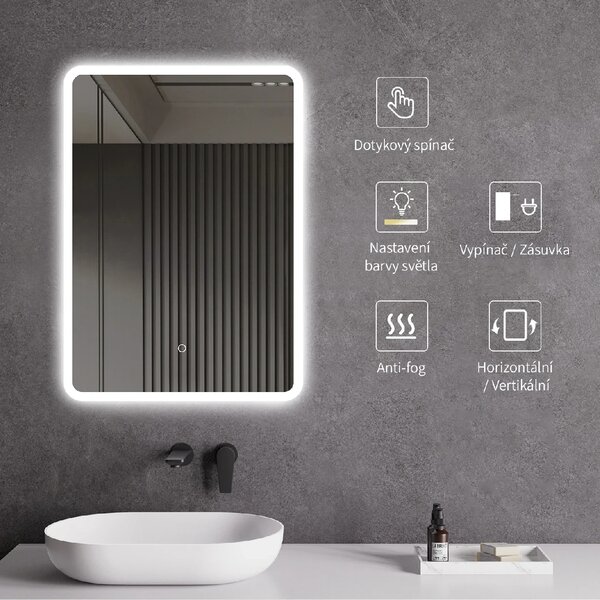 CERANO - Kúpeľňové LED zrkadlo Silvano - 60x80 cm