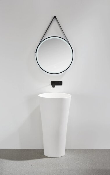 CERANO - Kúpeľňové LED zrkadlo Rotondo, kovový rám - čierna matná - Ø 60 cm