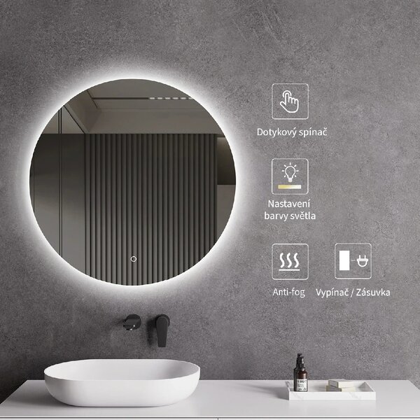 CERANO - Kúpeľňové LED zrkadlo Specchio - Ø 60 cm