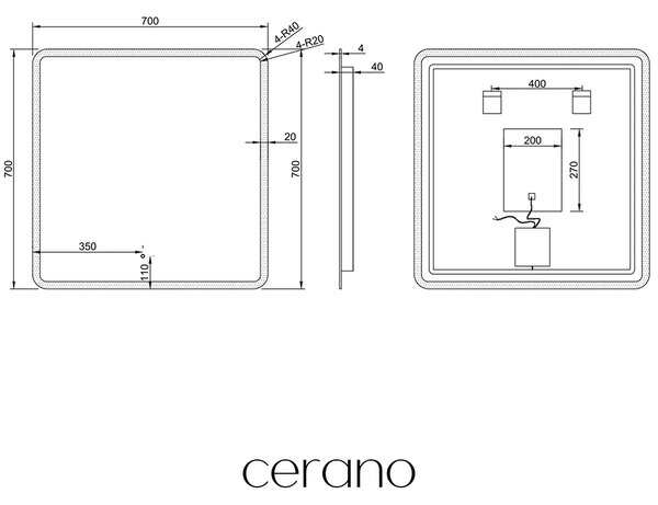CERANO - Kúpeľňové LED zrkadlo Speculare - 70x70 cm