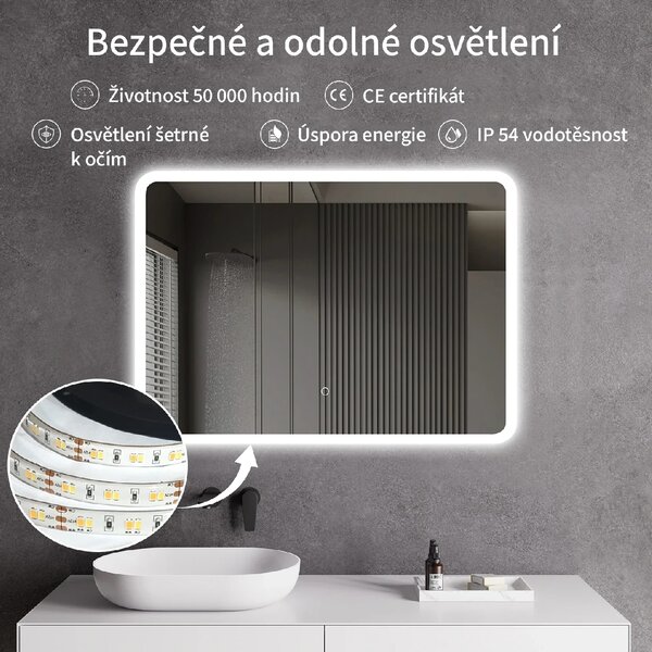 CERANO - Kúpeľňové LED zrkadlo Speculare - 70x70 cm
