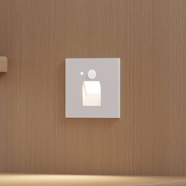 Arcchio LED vstavané svietidlo Neru, 7 cm, biele, hranaté, senzor, Biela / opálová, Obývacia izba / jedáleň, Hliník, Moderný, Nástenné svietidlo zapustené