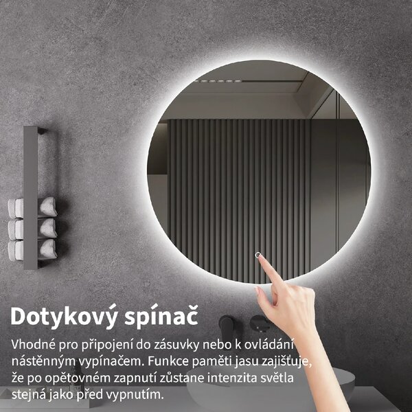 CERANO - Kúpeľňové LED zrkadlo Specchio - Ø 60 cm