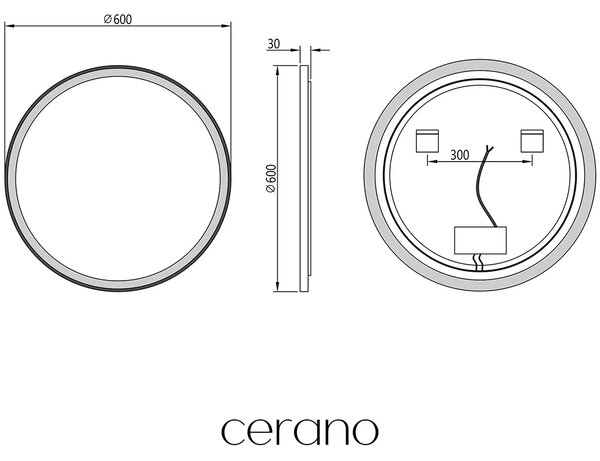 CERANO - Kúpeľňové LED zrkadlo Vito, kovový rám - čierna matná - Ø 60 cm