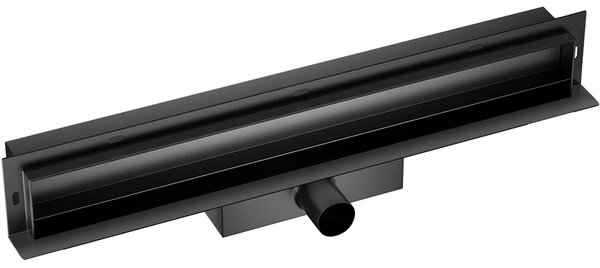 CERANO - Sprchový odtokový žľab k stene, sifón - nerez - DN40 - čierna matná - 64 cm