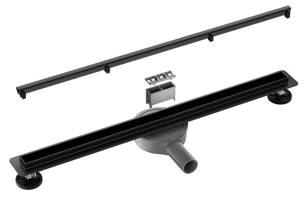CERANO - Sprchový odtokový žľab Slim, sifón otočný 360 ° - nerez - DN40 - čierna matná - 64 cm