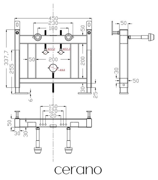 CERANO - Modul pre závesný bidet - predstenová inštalácia / sadrokartón - 45x33,7 cm