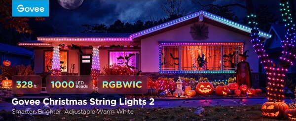 Govee - LED RGBICW Vonkajšia vianočná reťaz 2700-6500K 20m Wi-Fi Matter IP66
