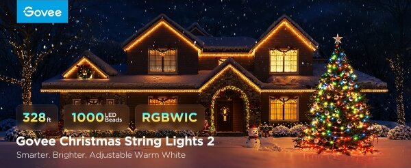 Govee - LED RGBICW Vonkajšia vianočná reťaz 2700-6500K 20m Wi-Fi Matter IP66