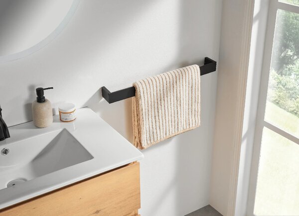 CERANO - Nástenný držiak na uteráky Marcell - čierna matná - 60 cm