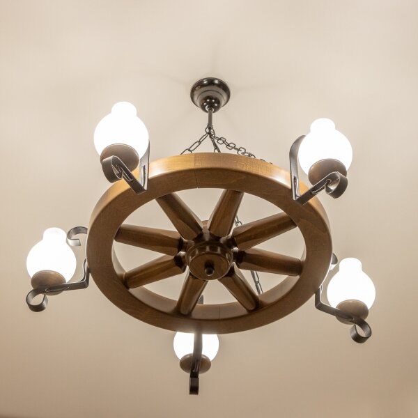 Brilagi - Luster na reťazi ROATA 5xE14/40W/230V priemer 70 cm buk/orech