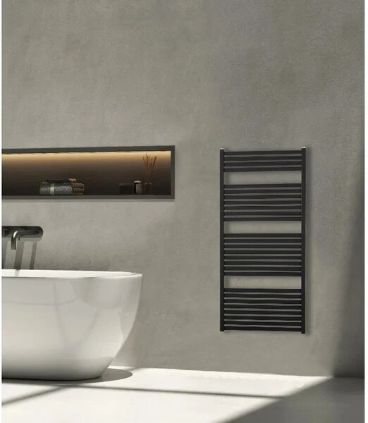 CERANO - Kúpeľňový radiátor Vincenzo - bočné pripojenie - 600W - čierna matná - 1330x600 mm
