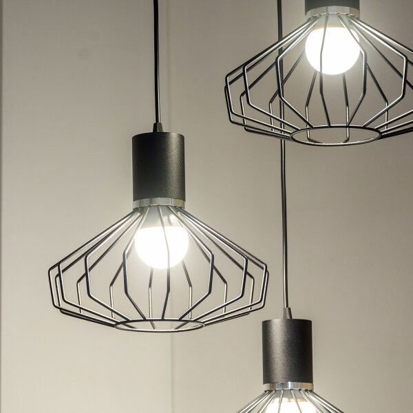 Luster na lanku SOLANO 3xE27/15W/230V čierna/lesklý chróm