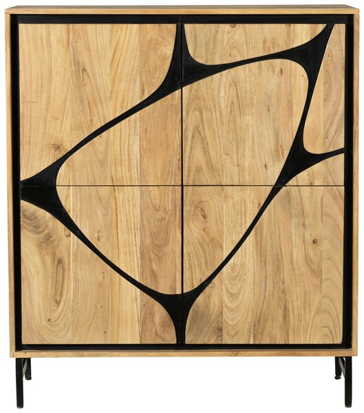 KOMODA, akácia, čierna, farba akácie, 100/115/40 cm Ambia Home - Komody