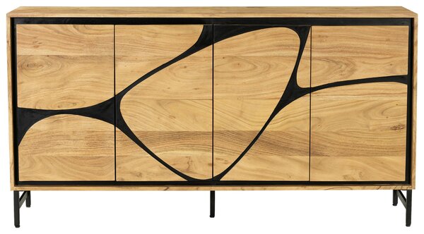 ŠIROKÁ KOMODA, akácia, čierna, farba akácie, 160/85/40 cm Ambia Home - Komody
