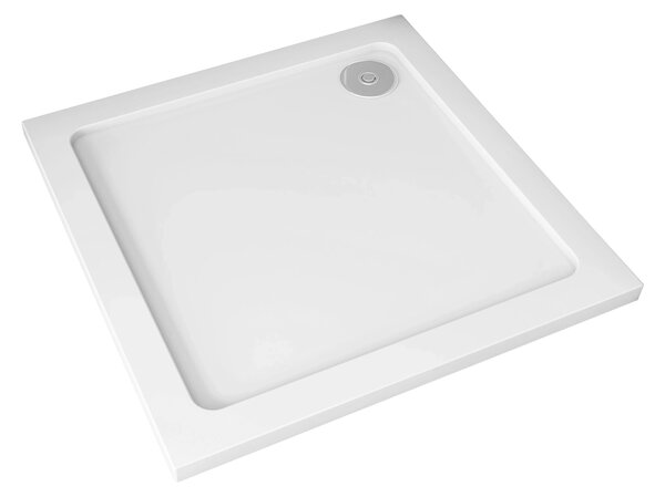CERANO - Sprchová vanička štvorcová Piato - liaty mramor - biela lesklá - 76x76x3 cm