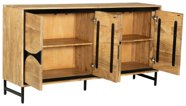 ŠIROKÁ KOMODA, akácia, čierna, farba akácie, 160/85/40 cm Ambia Home - Komody