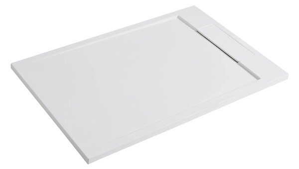 CERANO - Sprchová vanička obdĺžniková Loro - liaty mramor - biela matná - 120x80x3, 5 cm