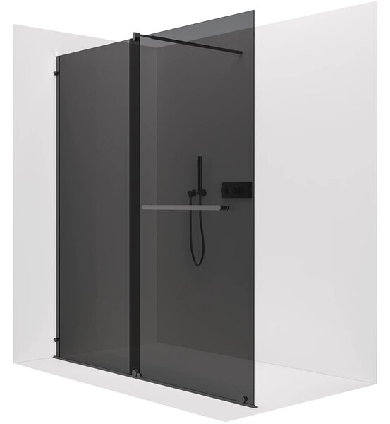 CERANO - Sprchová zástena Walk-in Medin Ľ/P - 8 mm - čierna matná, grafitové sklo - 120x195 cm - dvojdielna posuvná